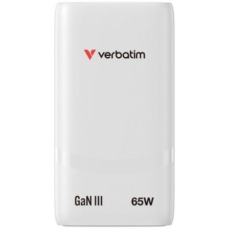 Verbatim Cargador de Pared GaN Fold 'n' Go 65W 2xUSB-C Blanco